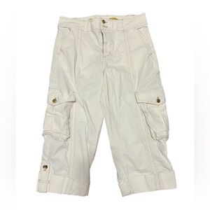 Maeve Anthropologie Stretch Cargo Cropped Pants Size 8 Cream Color
